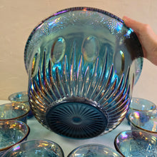 Load image into Gallery viewer, Blue Carnival Indiana Glass Punch Bowl Set 42207
