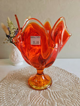 Load image into Gallery viewer, Amberina Handkerchief Footed Vase w/ Cadmium #42505