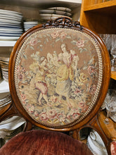 Load image into Gallery viewer, Victorian Carved Wood Armchair with Floral Needlepoint Upholstery #42408