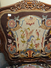 Load image into Gallery viewer, Victorian Style Wooden Armchair with carved birds & Needlepoint Tapestry #42507