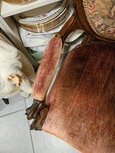 Load image into Gallery viewer, Victorian Carved Wood Armchair with Floral Needlepoint Upholstery #42408