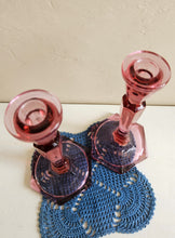 Load image into Gallery viewer, Cranberry Fenton Taper Candlestick Holders #42505