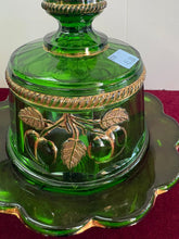 Load image into Gallery viewer, Northwood Dark Green Peach and Cable Butter Dish 030

