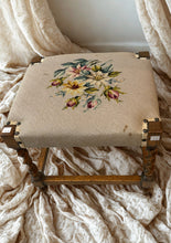 Load image into Gallery viewer, Antique Oak Barley Twist Needlepoint Footstool 42603

