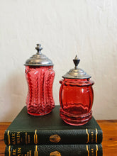 Load image into Gallery viewer, Antique Cranberry Glass Castor Jars
