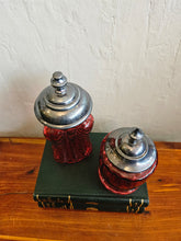 Load image into Gallery viewer, Antique Cranberry Glass Castor Jars
