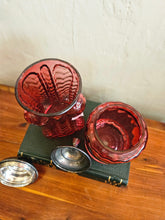 Load image into Gallery viewer, Antique Cranberry Glass Castor Jars
