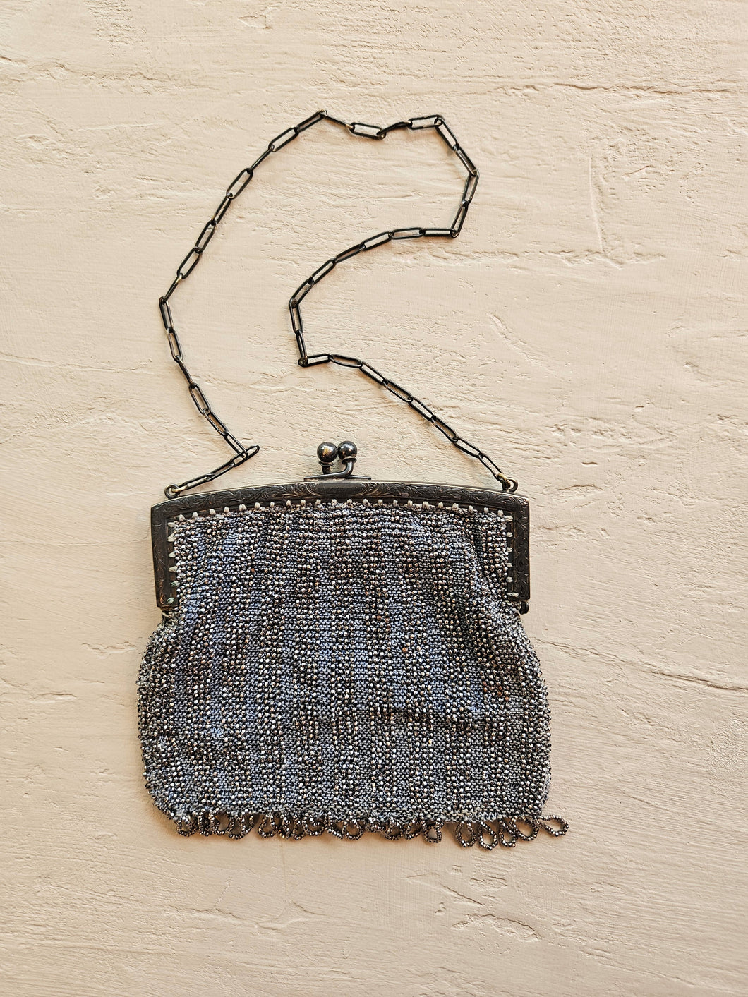 42401 Art Deco Silver Beaded Flapper Purse