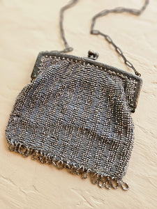 42401 Art Deco Silver Beaded Flapper Purse