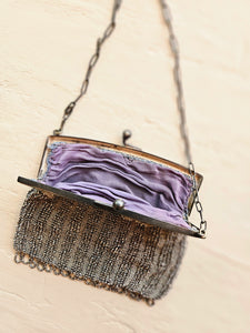 42401 Art Deco Silver Beaded Flapper Purse