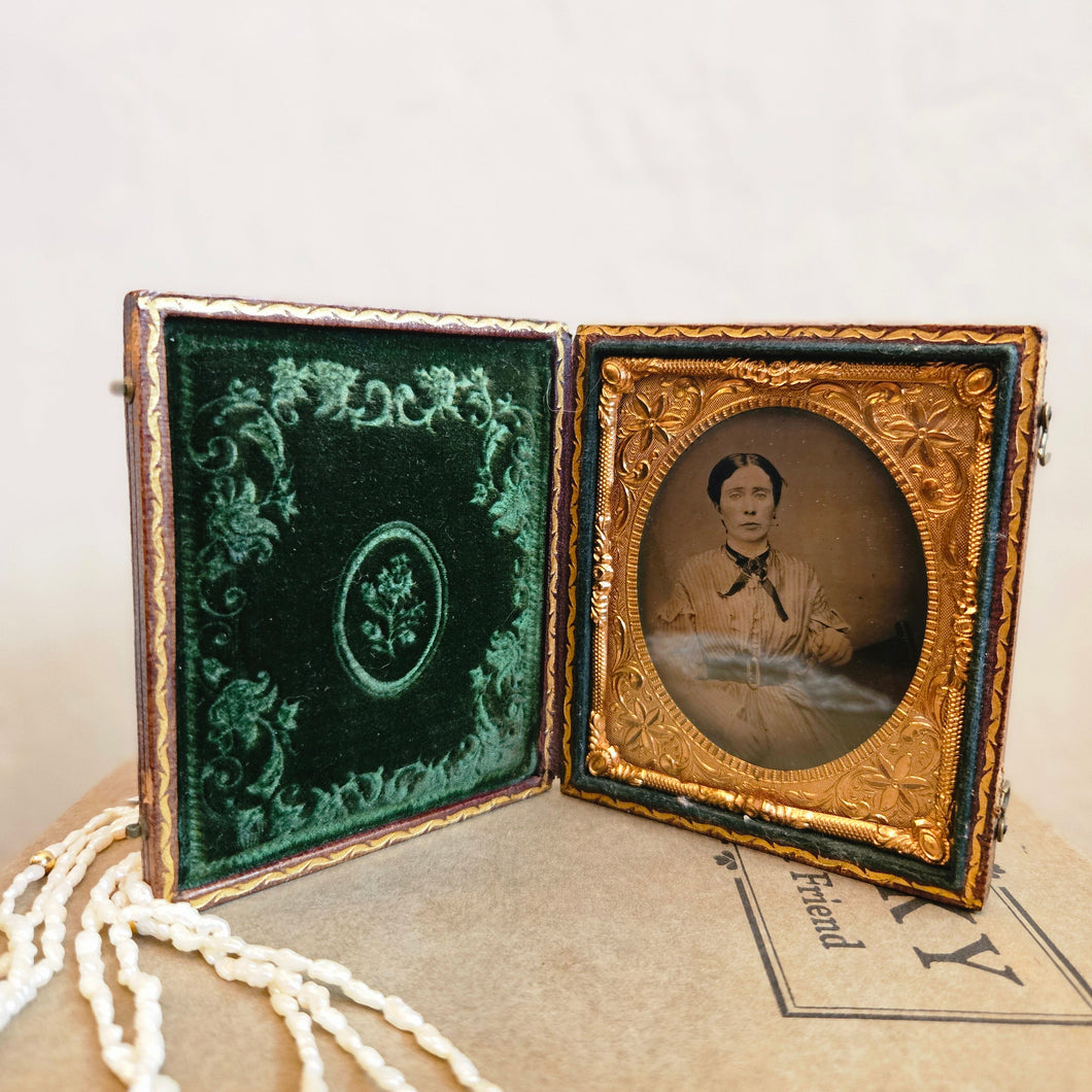 42501 Large Leather Bound Photograph with Green Velvet