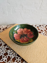 Load image into Gallery viewer, Hibiscus Moorcroft Green Pottery Bowl (small)
