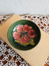 Load image into Gallery viewer, Hibiscus Moorcroft Green Pottery Bowl (small)
