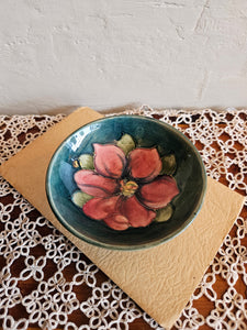 Hibiscus Moorcroft Green Pottery Bowl