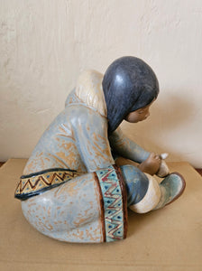 Lladro Eskimo Girl with Cold Feet 1985