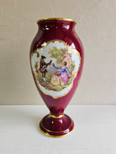 Load image into Gallery viewer, Limoges France Maroon &amp; Gold Porcelain Vase Hand Painted 2419
