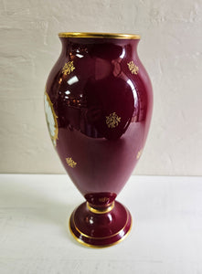 Limoges France Maroon & Gold Porcelain Vase Hand Painted 2419