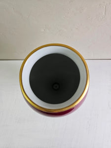 Limoges France Maroon & Gold Porcelain Vase Hand Painted 2419