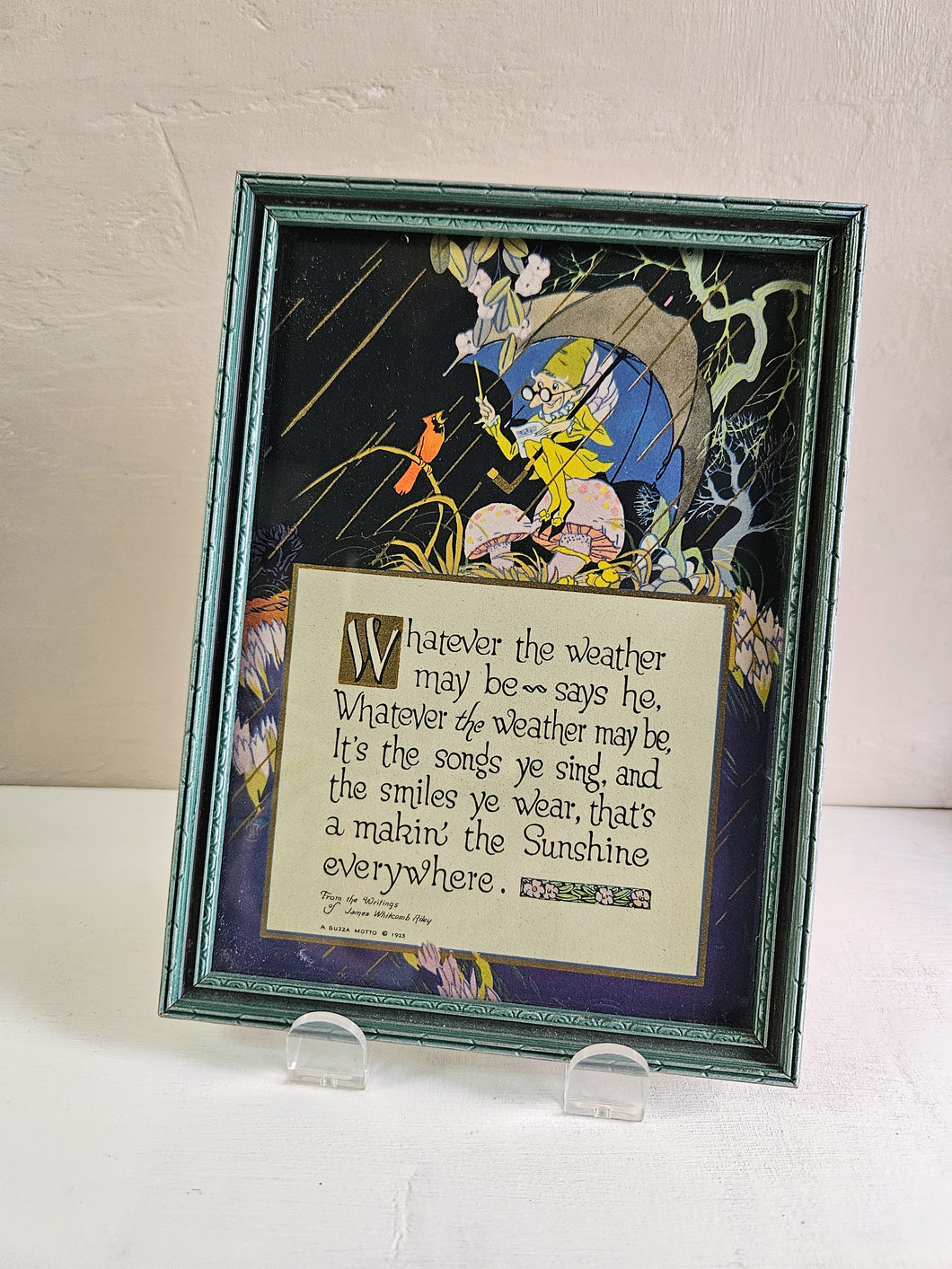 Buzza Motto Elf Pixie 1925 Picture with Red Cardinal 42404