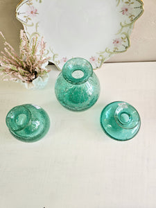 Crate and Barrel Mae Green Bubble Glass Vase (PICK ONE)