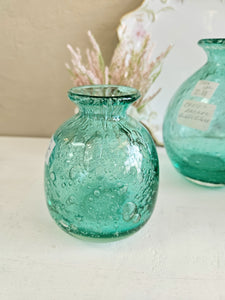 Crate and Barrel Mae Green Bubble Glass Vase (PICK ONE)