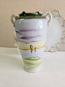 Nippon Art Nouveau Hand Painted Landscape Vase 42309