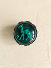 Load image into Gallery viewer, Vintage Camel Green Convex Lid Metal Trinket Jar #019
