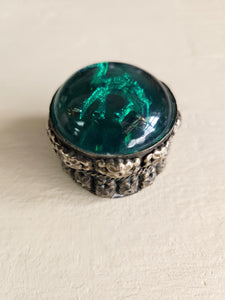 Vintage Camel Green Convex Lid Metal Trinket Jar #019