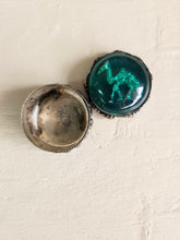 Load image into Gallery viewer, Vintage Camel Green Convex Lid Metal Trinket Jar #019
