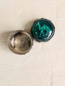 Vintage Camel Green Convex Lid Metal Trinket Jar #019