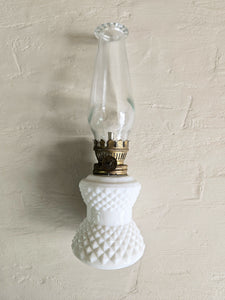 White Milk Gass Hobnail Oil Lamp #42503