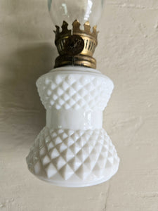 White Milk Gass Hobnail Oil Lamp #42503