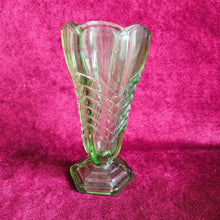 Load image into Gallery viewer, Art Deco Green Pressed Glass Vase 42506001
