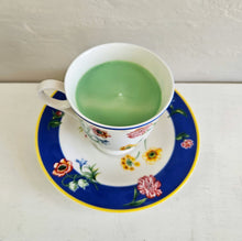 Load image into Gallery viewer, Soy/Paraffin Wax Candle in Blue Kenzo Cup &amp; Saucer

