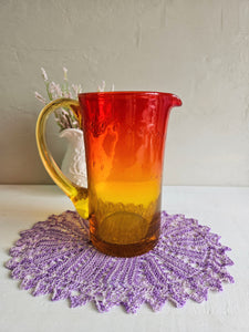 Blenko-Style Amberina Cadmium Pitcher 013