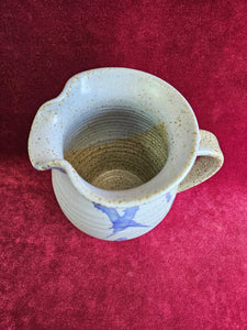 Vintage Blue Speckled Pottery Stoneware Pitcher 42502