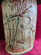 Load image into Gallery viewer, Signed Canadian Studio Art Pottery Bamboo Design Vase with Textured Rim 42403
