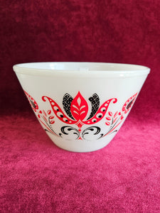 Vintage Fire King Tapered Red & Black Tulip Mixing Bowl 42505