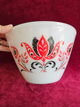 Load image into Gallery viewer, Vintage Fire King Tapered Red &amp; Black Tulip Mixing Bowl 42505
