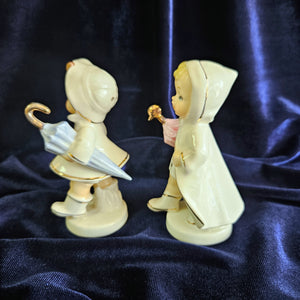 Vintage Napco “Just Ducky” 1956 Umbrella Raincoat Boy Girl Salt and Pepper Shakers WC