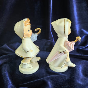 Vintage Napco “Just Ducky” 1956 Umbrella Raincoat Boy Girl Salt and Pepper Shakers WC