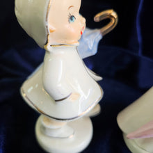 Load image into Gallery viewer, Vintage Napco “Just Ducky” 1956 Umbrella Raincoat Boy Girl Salt and Pepper Shakers WC
