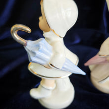 Load image into Gallery viewer, Vintage Napco “Just Ducky” 1956 Umbrella Raincoat Boy Girl Salt and Pepper Shakers WC
