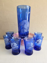 Load image into Gallery viewer, Cobalt Blue Hazel Atlas Windmill Cocktail Shaker Set 18 21

