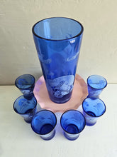 Load image into Gallery viewer, Cobalt Blue Hazel Atlas Windmill Cocktail Shaker Set 18 21
