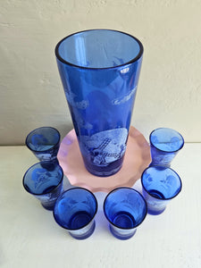 Cobalt Blue Hazel Atlas Windmill Cocktail Shaker Set 18 21