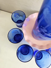 Load image into Gallery viewer, Cobalt Blue Hazel Atlas Windmill Cocktail Shaker Set 18 21
