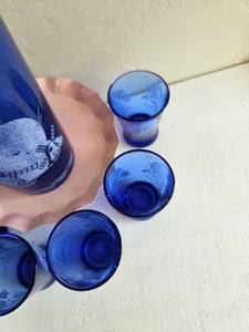 Cobalt Blue Hazel Atlas Windmill Cocktail Shaker Set 18 21
