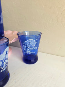 Cobalt Blue Hazel Atlas Windmill Cocktail Shaker Set 18 21