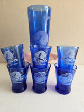 Load image into Gallery viewer, Cobalt Blue Hazel Atlas Windmill Cocktail Shaker Set 18 21
